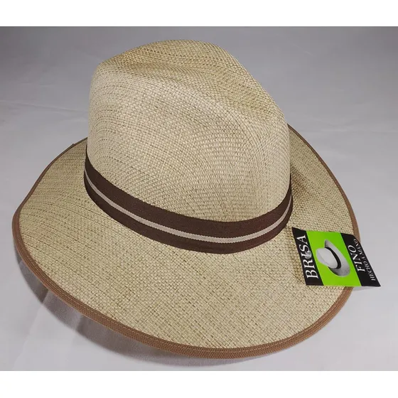 Sombrero Brisa Fino Colombiano En Marrón Y Blanco