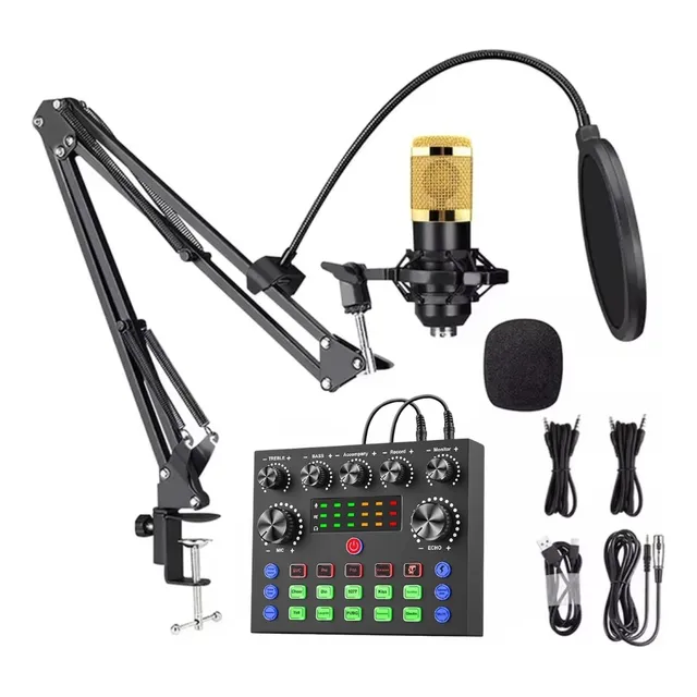 Kit Microfono Bm-800 Consola De Sonido Live Podcast