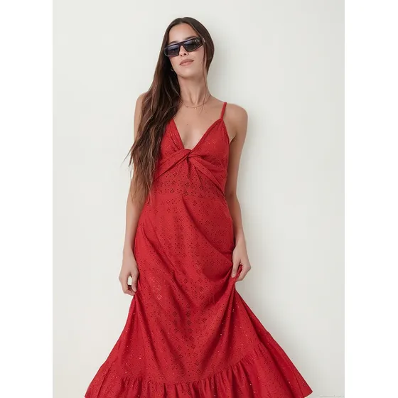 Vestido Frani De Broderie Calado Con Nudo Guk163 Arizona