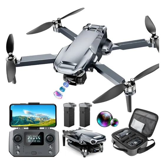 Drone Glorale Con Cámara 4k Rc Quadcopter Para Adultos Color Gris
