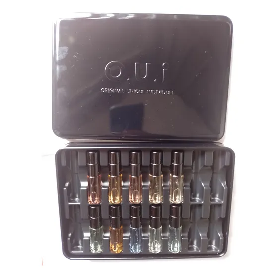 Kit Perfume Oui Paris Decouverte Petit Lata Com 10 Demonstradores Spray Masculino E Feminino 5ml Cada