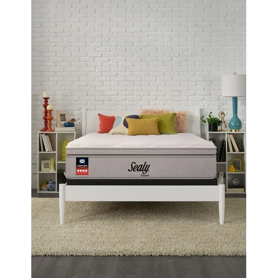 Colchón Sealy Gleam Queen Size 190x150 Cm Firme Euro Top Gris