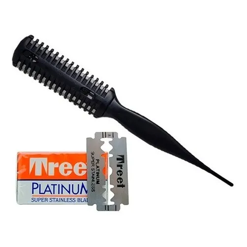 Peine Navaja Doble Corta Pelo Eurostil Barber + Hojas Treet