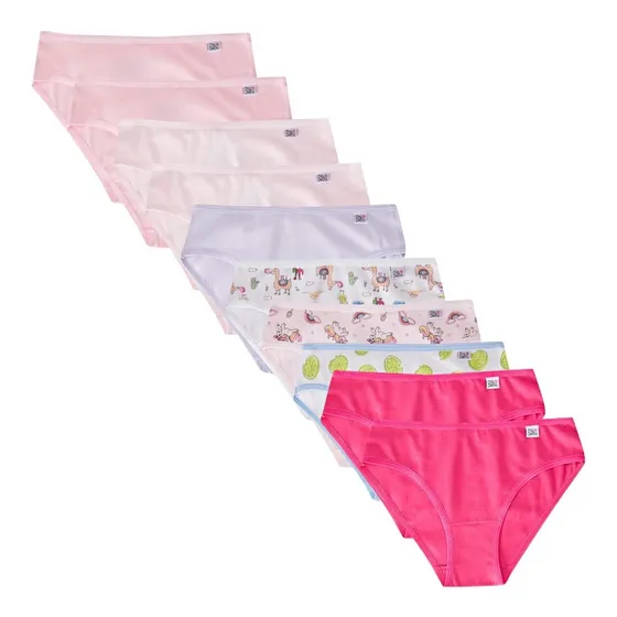 Kit Com 10 Calcinhas Infantil Menina Cotton Miss Delrio
