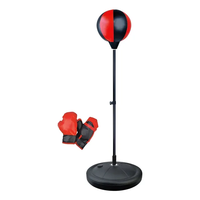 Pera De Boxeo Saco Con Guantes Ajustable Base Color Rojo/Negro