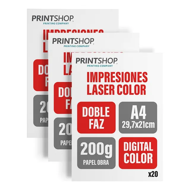 Impresiones Bajadas Color Printshop A4 300g X 20 Simple Faz