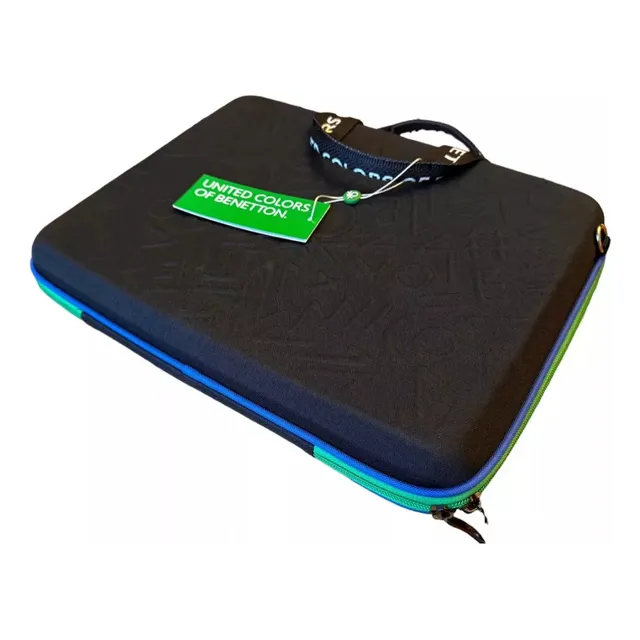 Benetton Porta Laptop 3 Bolsas Internas Correa Divisiones Color Negro Tamaño De Pantalla De La Laptop 17