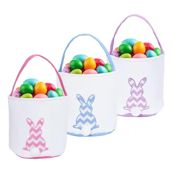 Canastas De Conejo De Pascua De Algodón Para Niños