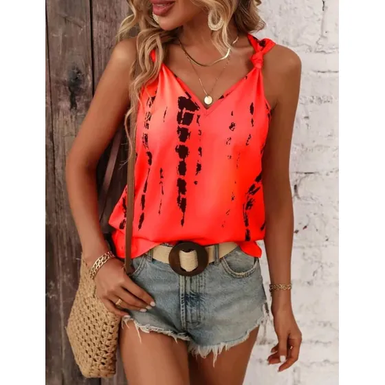 Top Blusa Camisa Talla X L  Sin Manga Nuevo Estampado Shein