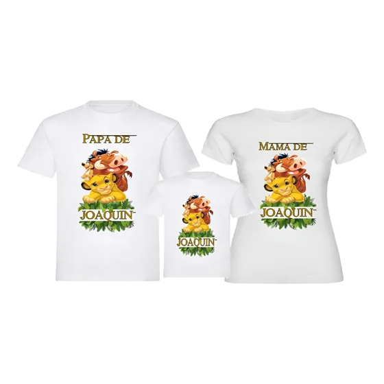 Camisetas Personalizada Para Familia X3 Cumpleaños Rey León 