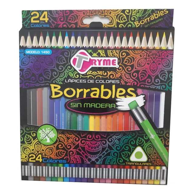 24 Colores Borrables Tryme. Ideal Para Escuela
