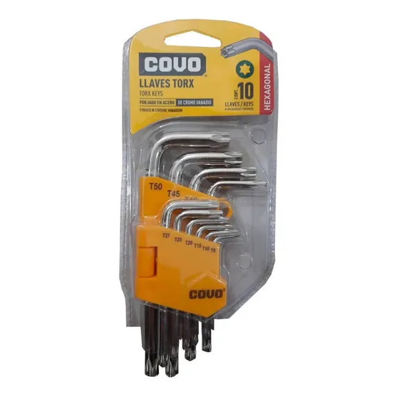 Juego Llave Torx Estrella T9,10,15,20,25,27,30,40,45,50 Covo