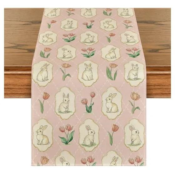 Funda De Mesa Artoid Mode Bunny Tulips Primavera 