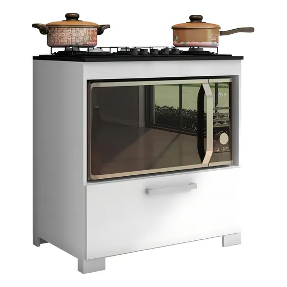 Balcão Para Cooktop 5 Bocas Albânia Brienza Cor Branco