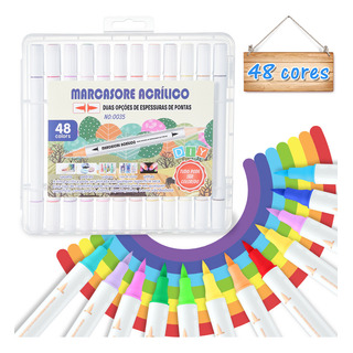 Kit 48 Canetas Marcador AcrĂlico Permanente Colorida Brush Kit 48 Canetas Marcador AcrĂlico Permanente Colorida Brush