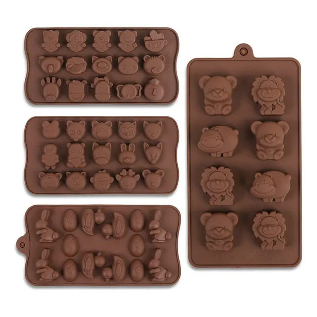 Moldes De Fabricación De Chocolate De Silicona Animal 4pc