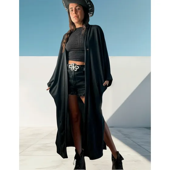 Kimono Sacón Saco Largo Sweater Mujer Flor Kri-13