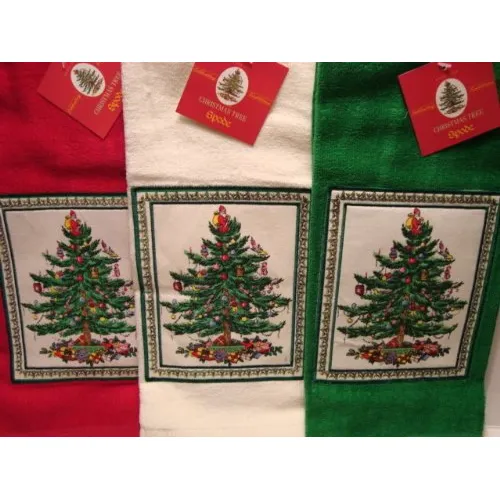 3 Paño Cocina Diseño Arbol Navidad Color Rojo Verde