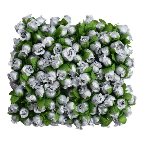144 Mini Rosinhas Artificiais Florzinha Cetim Prata