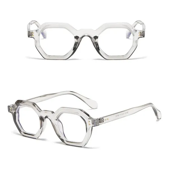 Montura De Gafas Redondas Para Lentes Estilo Octagonal Color Gris