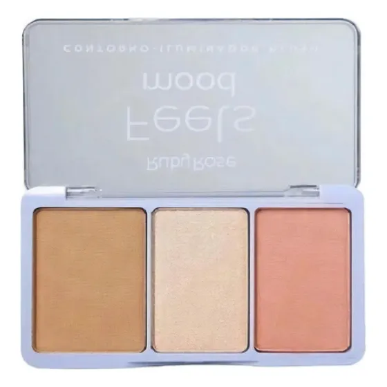 Paleta Trio Blush Iluminador Contorno 1 Feels Mood Ruby Rose Tom da maquiagem Rosado