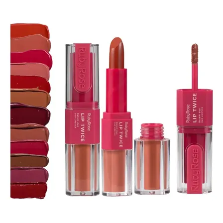 Batom Duo Lip Twice 2 Em 1 Com Alta Pigmentação By Ruby Rose Lt110