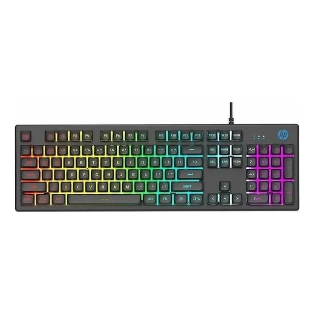 Teclado gamer HP QWERTY español color negro con luz RGB
