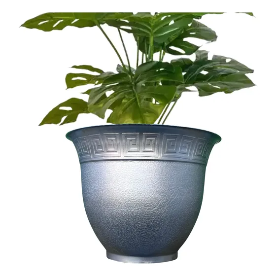 Vaso Redondo 22 Cm Cachepot  7 Litros Mega Atena Prata