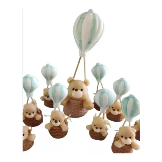 Souvenirs  Ositos Con Globo Aerostático Porcelana Fria