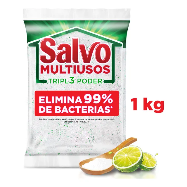 Detergente en Polvo Salvo Multiusos Triple Poder Limón Bicarbonato 1kg