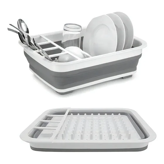 Secaplatos Escurridor Silicona Plegable Cocina Gris