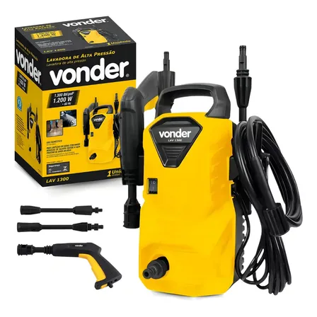 Lavadora De Alta Pressão Vonder Lav 1300 1300 Libras, Compacta, Potente, Ideal Para Carros, Quintais E Limpezas Pesadas Amarelo 127v 60 Hz