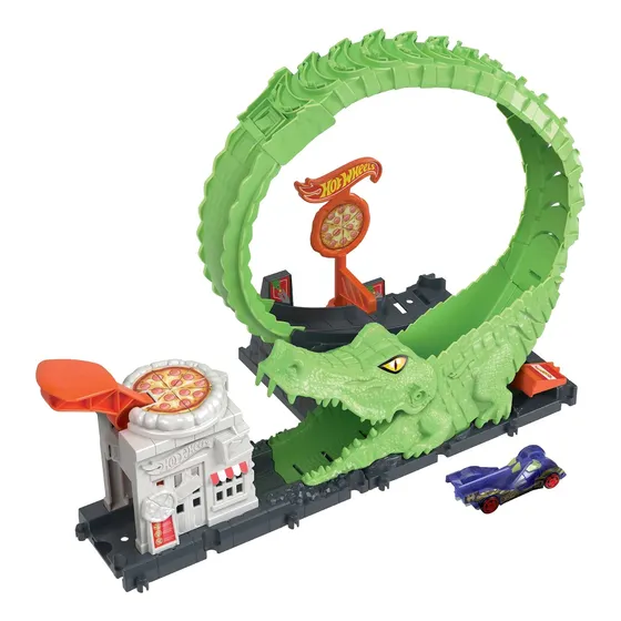 Pista De Carrinhos Hotwheels Cidade Ataque Jacaré Looping