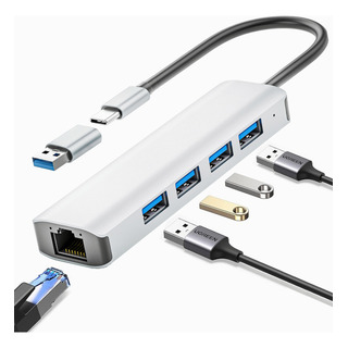 Adaptador Hub Usb C3.0 Ethernet Rj45 Red Lan Gigabit 5 En 1 Adaptador Hub Usb C3.0 Ethernet Rj45 Red Lan Gigabit 5 En 1