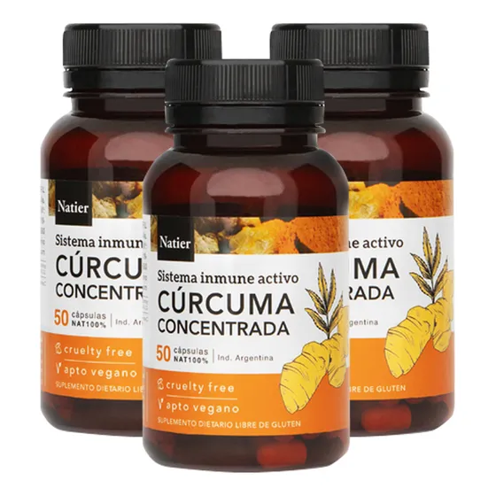 Combo Curcuma Concentrada Natier 50 Cápsulas Pack X 3