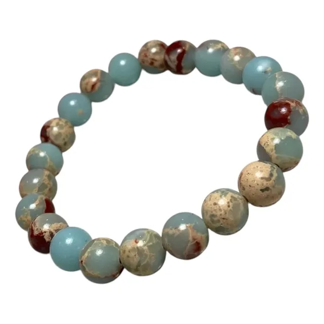 Pulsera De Piedra Natural Jaspe Aqua Terra
