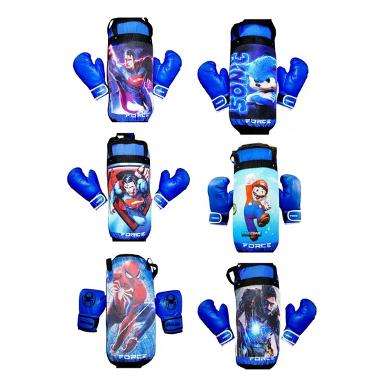 Kit Saco Boxeo Multidiseños + Guantes Para Niño, (infantil)
