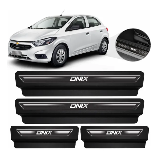 Soleira De Porta Protetora Chevrolet Onix Kit Preto 8pç