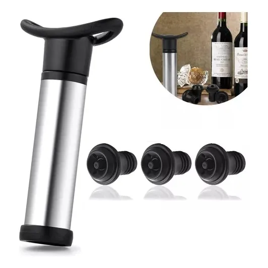 Bomba De Vacío Vinos Botellas 3 Tapones Inoxidable Excalibur
