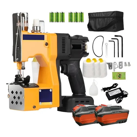 Máquina Coser Costales Sacos Inalámbrica Con 2 Baterías Amarillo