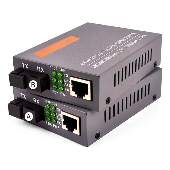 Convertidor De Medios De Fibra Óptica 1000mb Sc 25km 1par