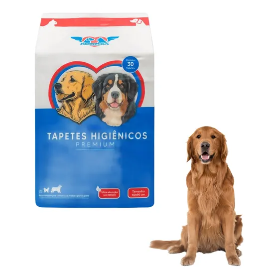 Tapete Higienico Para Cães De Grande Porte 90x60 30un Abs 3l