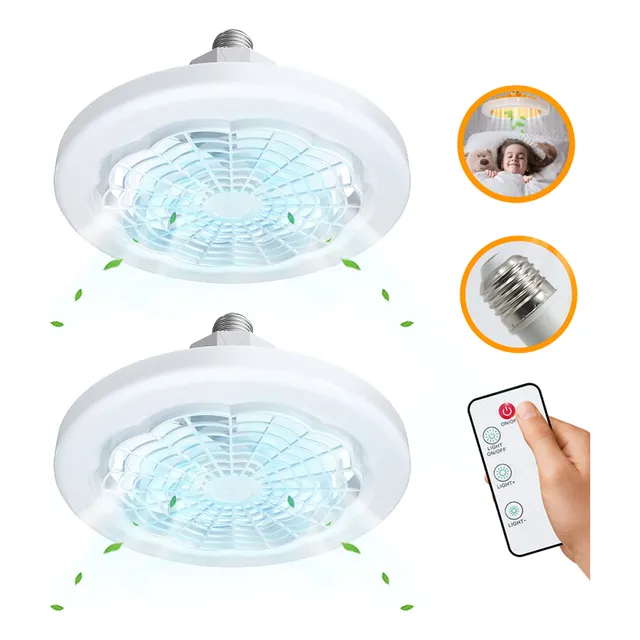 Kit2 Ventilador Lâmpada De Teto Ajustável Luz Led Grande E27