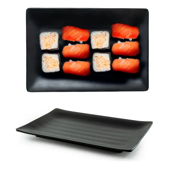 Kit 2 Travessas Para Sushi Comida Japonesa De Melamina 24x16