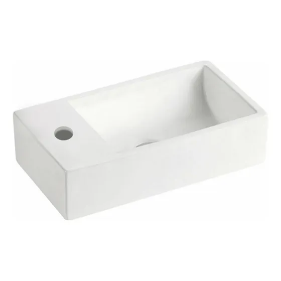 Bacha Rectangular De Loza Blanca De Apoyo 45x25x12