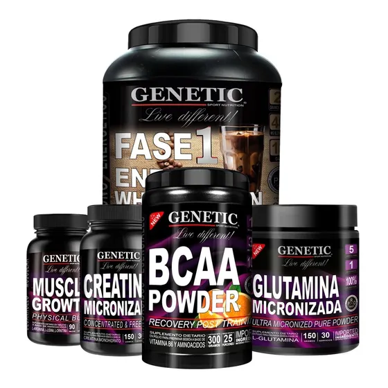 Anabol 5 Whey Protein Aminos Bcaa Glutamina Creatina Genetic
