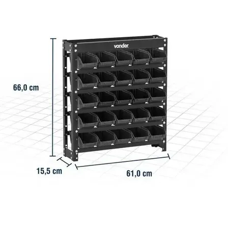 Estante Gaveteira Metálica Organizadora 25 Gavetas Vonder Cor Preto