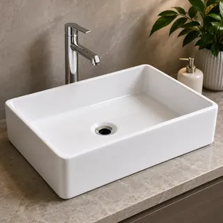 Cuba Apoio Torino Retangular 40x27 Banheiro Lavabo Sobrepor Branco Brilhante