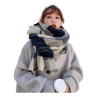 200*70 - Nueva Bufanda Japonesa A Cuadros Azul Gruesa Y Cáli 200*70 - Nueva Bufanda Japonesa A Cuadros Azul Gruesa Y Cáli
