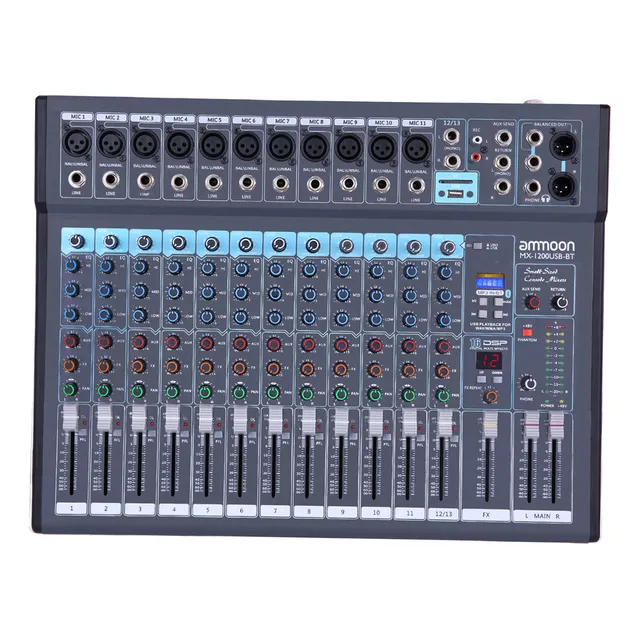 Mesa De Mezclas 16 Ammoon Effects Dsp Mixer Mx-1200usb-bt